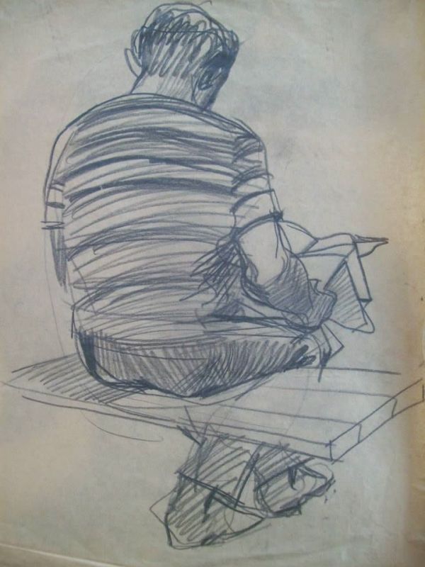 Man reading newspaper by Gallina Todorova