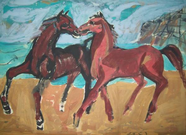 Horses at the beach by Gallina Todorova