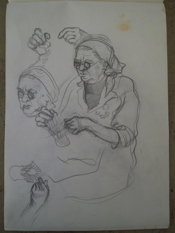 Grandmother Velicka, kneating by Gallina Todorova