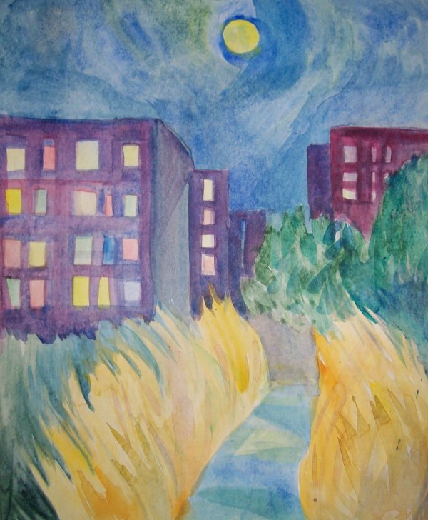 Full Moon above the blocks of flats by Gallina Todorova