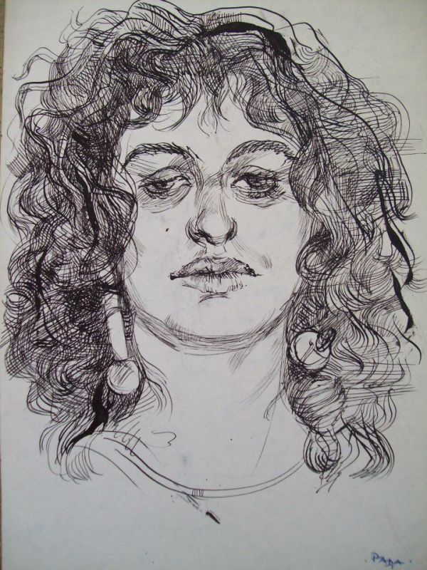 Rada's face with pen and ink by Gallina Todorova