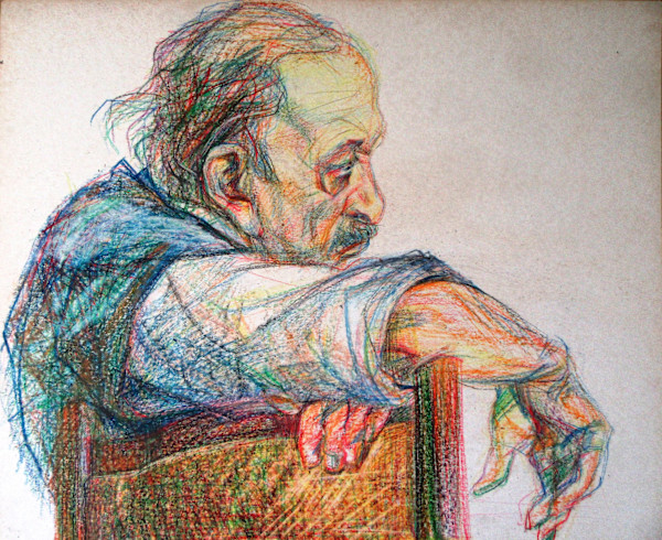 Elderly man in profile with his arm, leaning on a chair by Galina Todorova, Image 1.