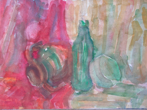 Still Life with coloured pot and two draperies, Image 1.