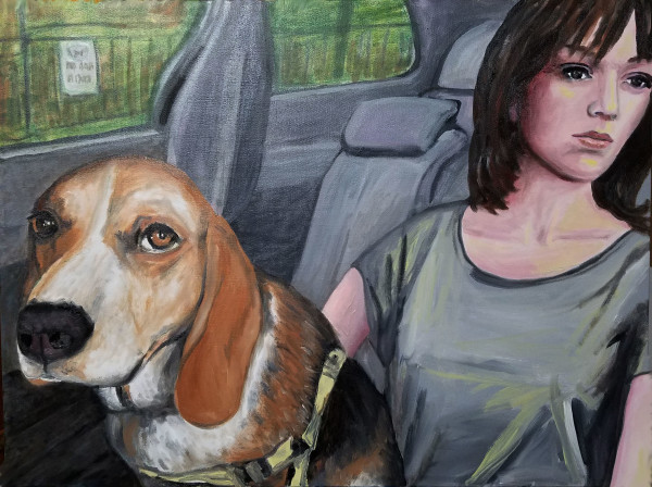 Sylvia and Link Waiting in the Car by Laurie Waite-Fellner