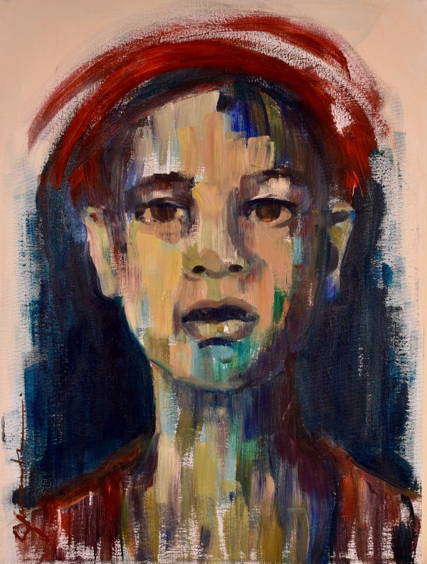 Young man with red headpiece by samantha salvat