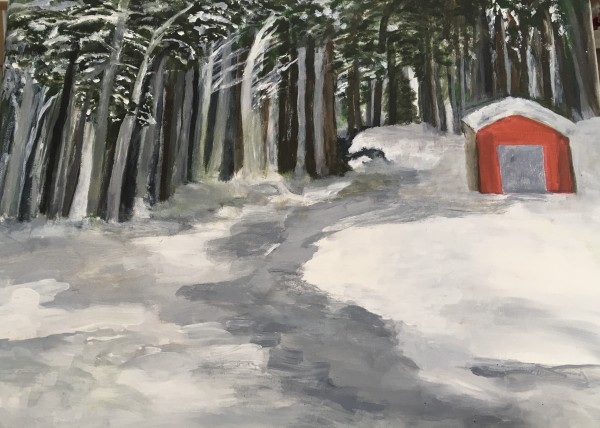 Snowstorm with Red Shed