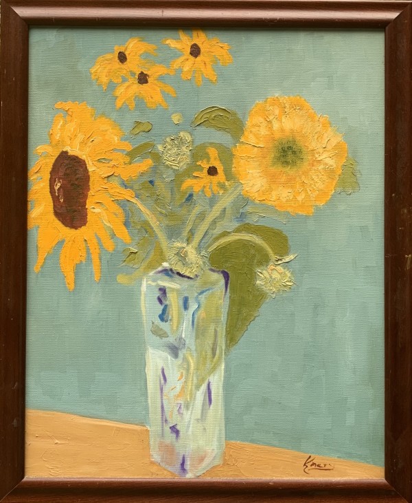 Sunflowers in a Glass Vase by Kate Emery