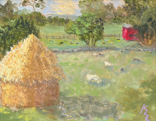 Hill-Stead Haystacks - Plein Air by Kate Emery