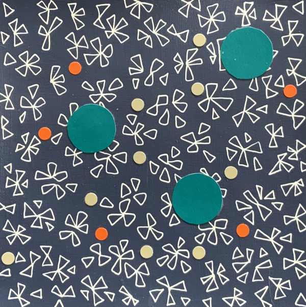 Dots 31, Navy Pattern + Teal, Tan & Orange by Suzanne Gibbs