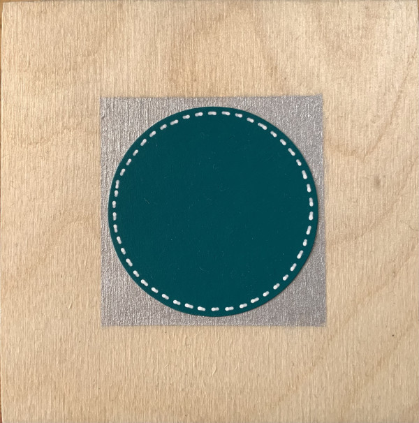 Dots 35, Wood + Silver & Teal
