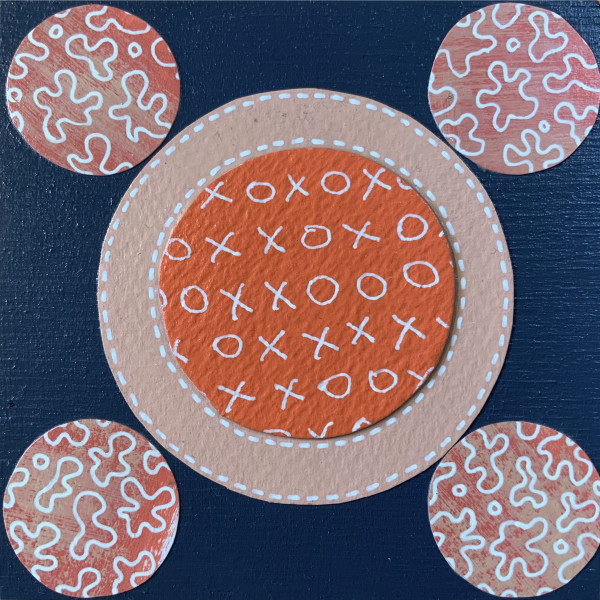 Dots 40, Dots 40, Navy + Peach, Salmon & Orange by Suzanne Gibbs