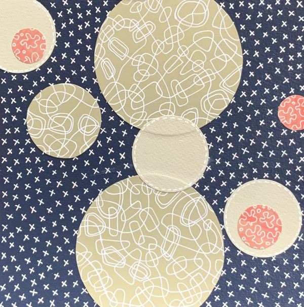 Dots 41, Navy Pattern + Moss, Cream & Salmon Pattern by Suzanne Gibbs
