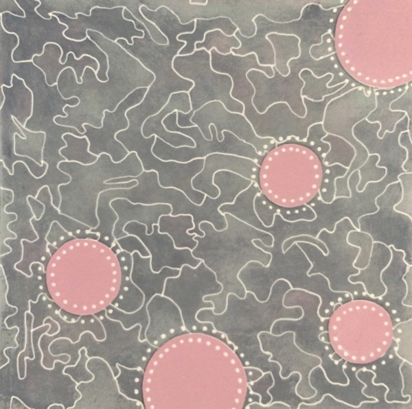 Dots 20, Light Gray Pattern + Pink by Suzanne Gibbs
