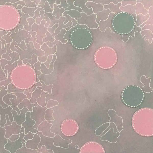 Dots 23,  Pink Moss Pattern + Pink & Green by Suzanne Gibbs