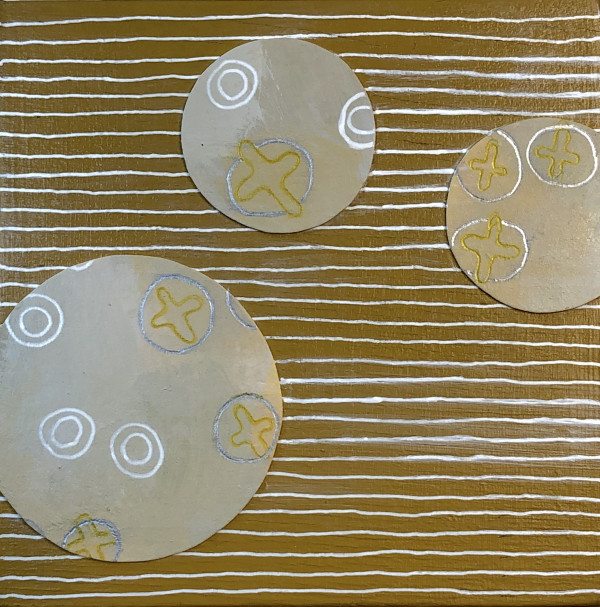 Dots 7, Gold Stripe + Cream Pattern by Suzanne Gibbs