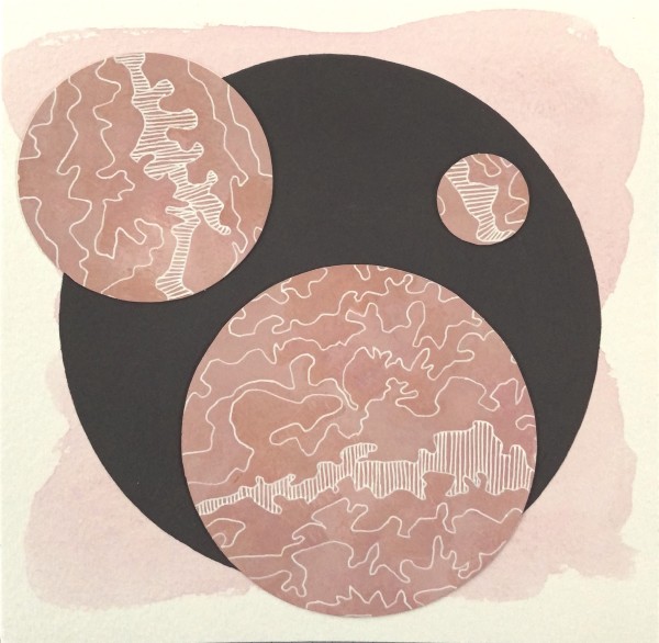 Dots 15, Pink + Patterned Salmon & Gray by Suzanne Gibbs
