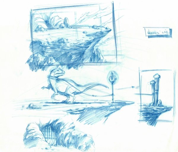 Cadillacs and Dinosaurs - Concept Drawing - Hermes' Lair