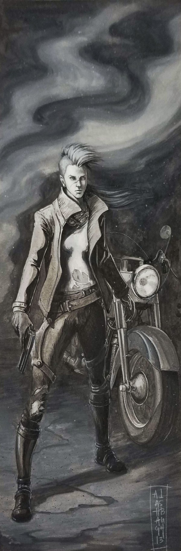 Woman and Motorcycle by Amy Ashbaugh