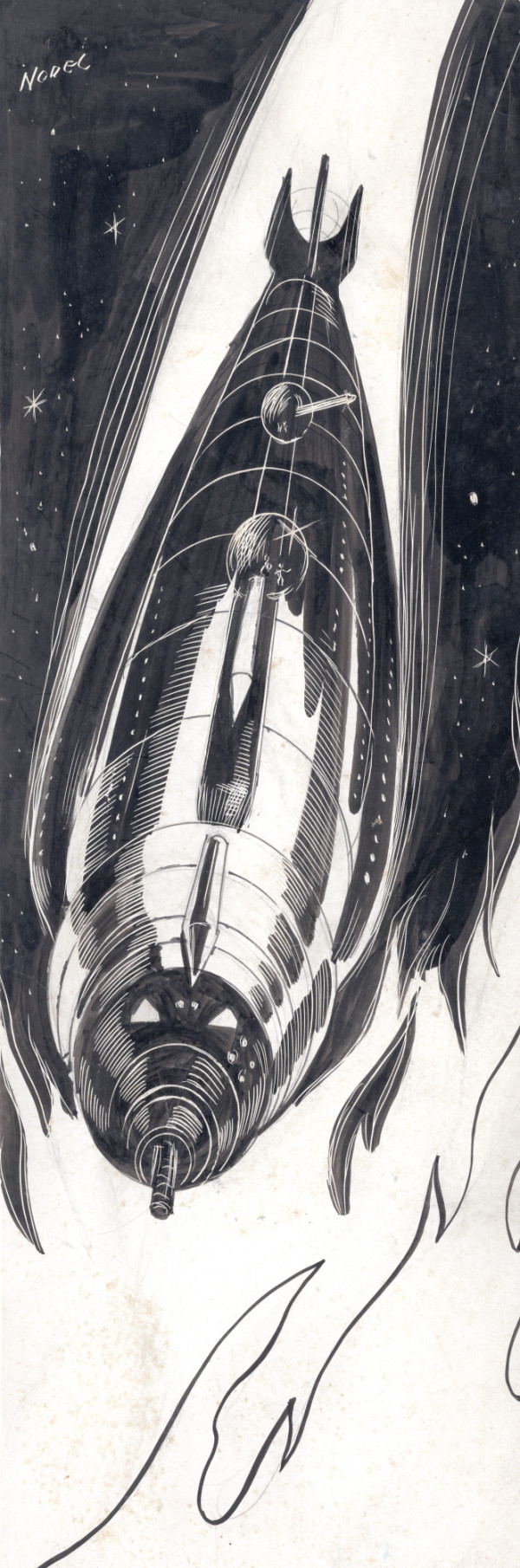 Rocket Ship - Pulp Illustration by Norman Nodel