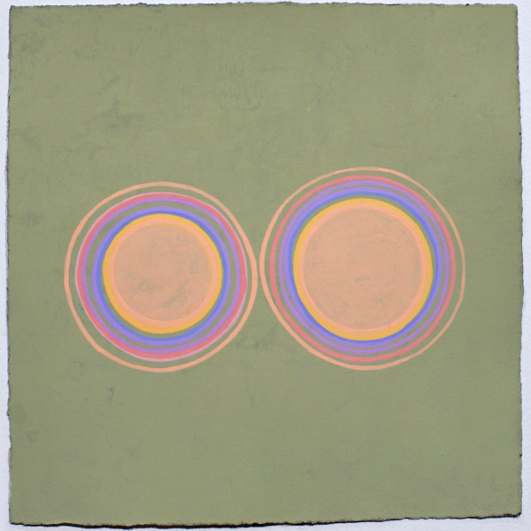 Tantra #22, (Two Orange Discs on Warm Grey) by Linda Price-Sneddon