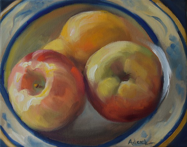 Yellow Pear and Apples by Rosemarie Adcock