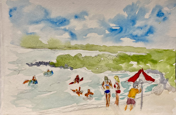 Beach at Smallwood Park  WC Sketch by john macarthur
