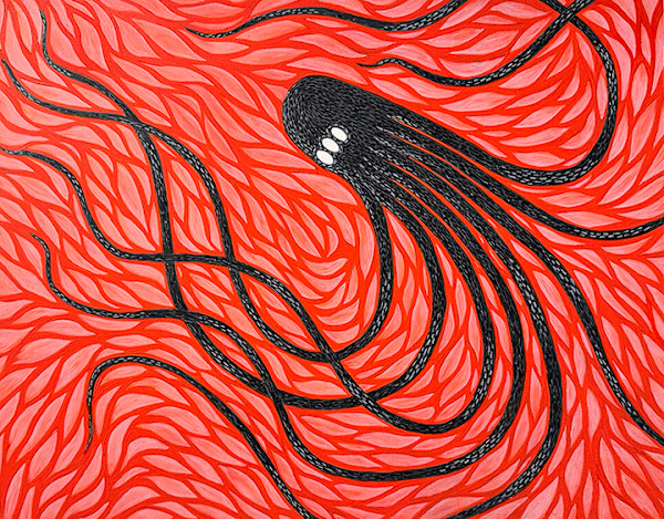 Red Leaf Octo by Melanie Mandl