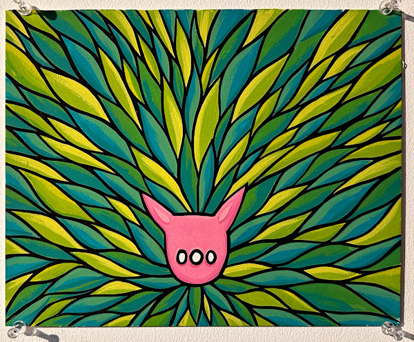 Pink Leaf Cat by Melanie Mandl