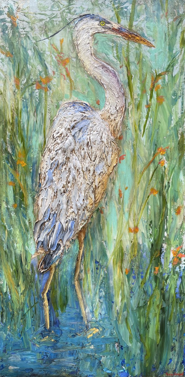 Heron In Swamp by Anne Hempel