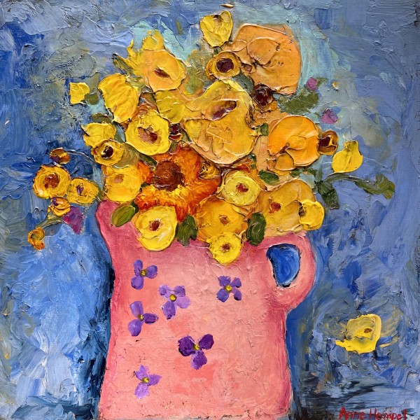 Sunny Poppies in a Vase by Anne Hempel