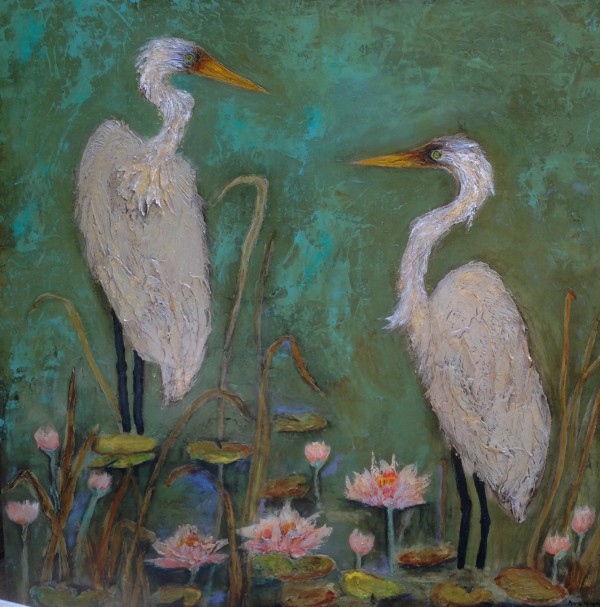 Gazing Herons by Anne Hempel