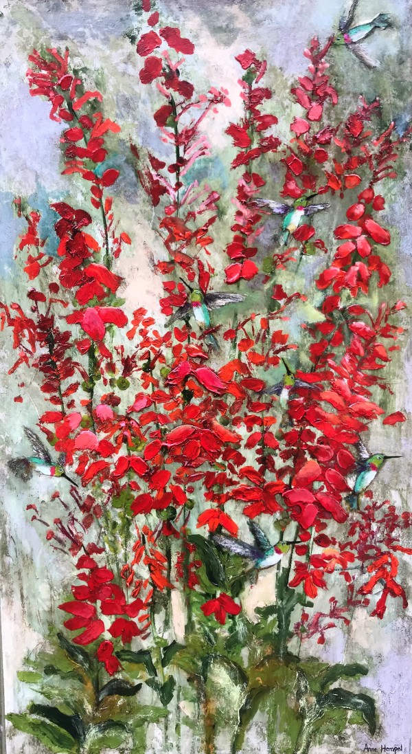 Hummingbirds Among the Red Cardinal Flowers