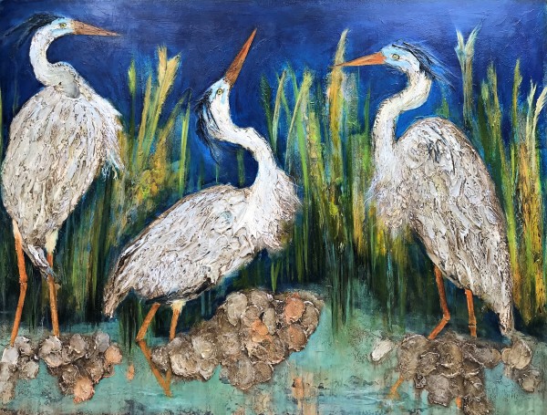 Herons Standing in Oysters by Anne Hempel