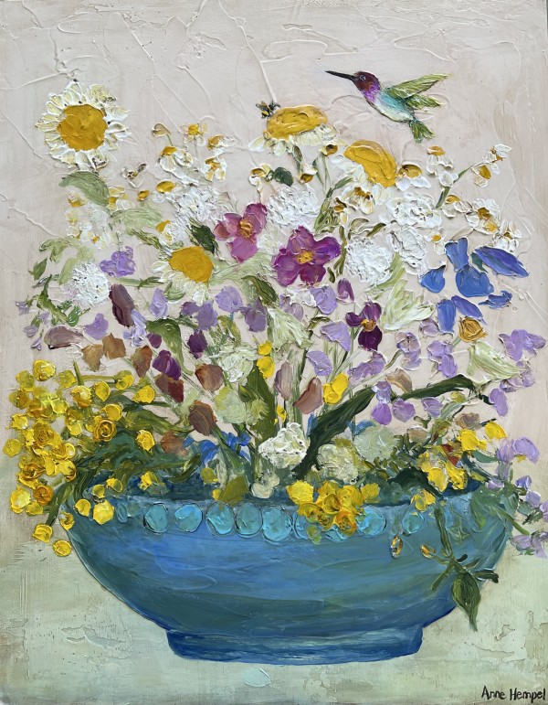 Bouquet with Bumblebee and Hummingbird by Anne Hempel