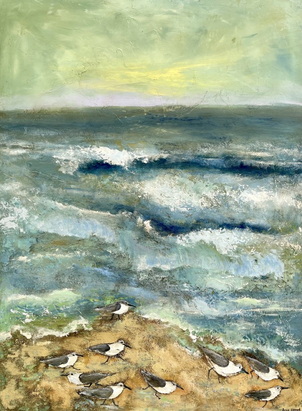 Seagulls on the Beach by Anne Hempel