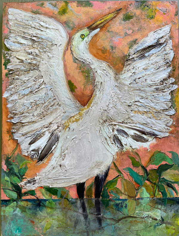 Egret Preening by Anne Hempel