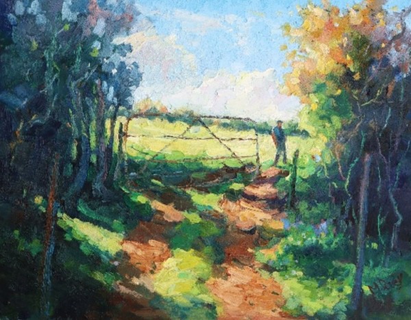 Farm Gate and Light by Malcolm Dewey