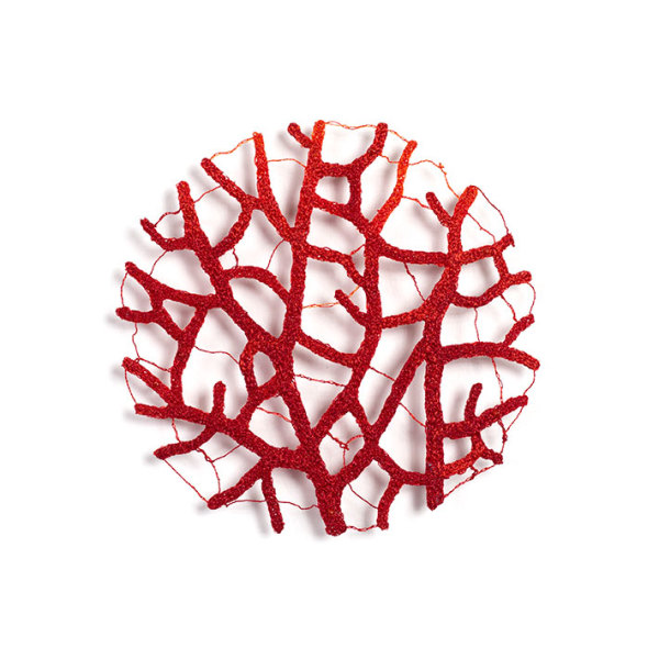 #87 Red Lacy Coral Circle by Meredith Woolnough