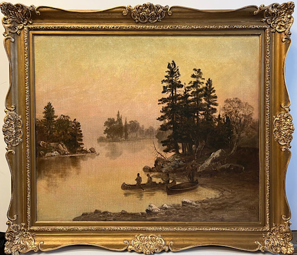 11297 - Historical Indigenous men canoeing by Thomas Mower Martin O.S.A., R.C.A (1838-1934)