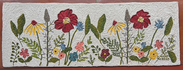 11396 - Beaded Floral Table Runner, Image 1.