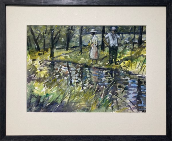11019 - Couple by the River by Llewellyn Petley-Jones (1908-1986)