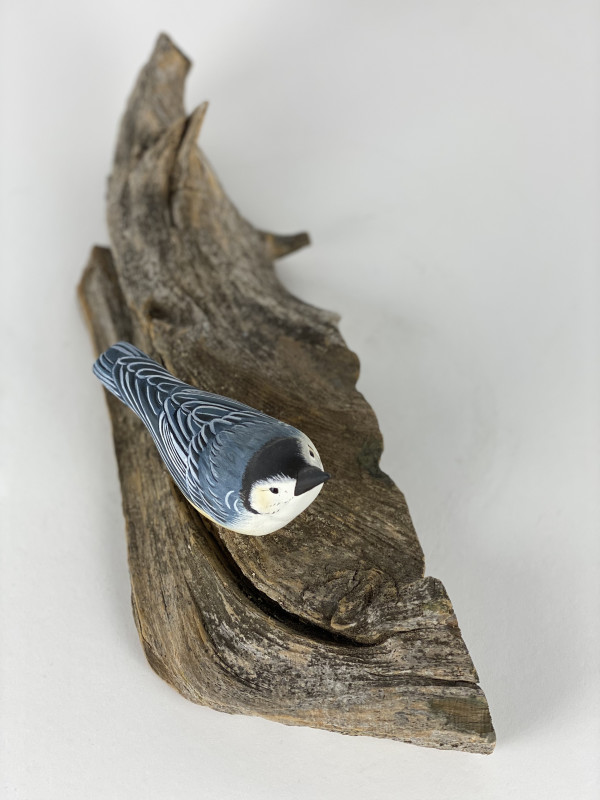 5111 - Hand Carved/Painted white breasted Nuthatch Bird