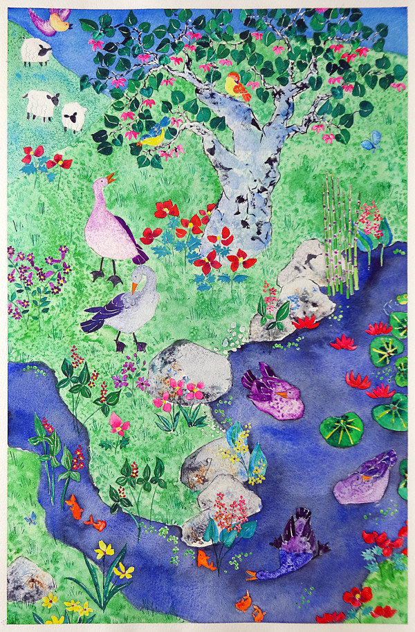 3040 -Geese at Joe’s Creek by Ann Nelson