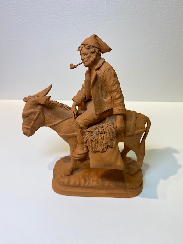 5196 - Italian Terracotta Man on Donkey by Paolo Grasso (1876-1957), Image 3.