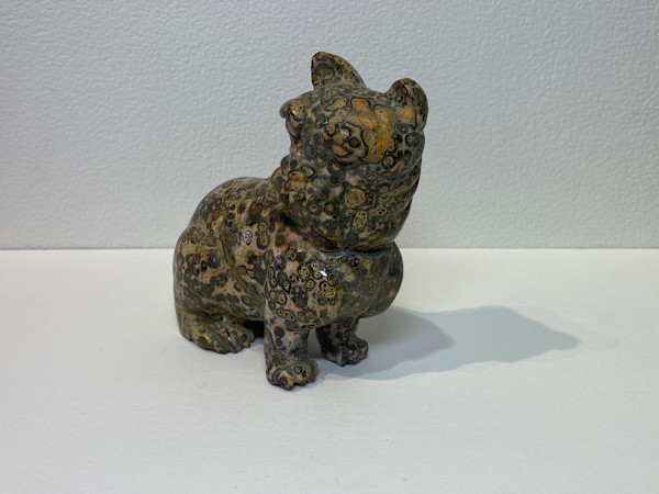 5199 - Hand Carved Leopardskin Jasper Dog, Image 5.
