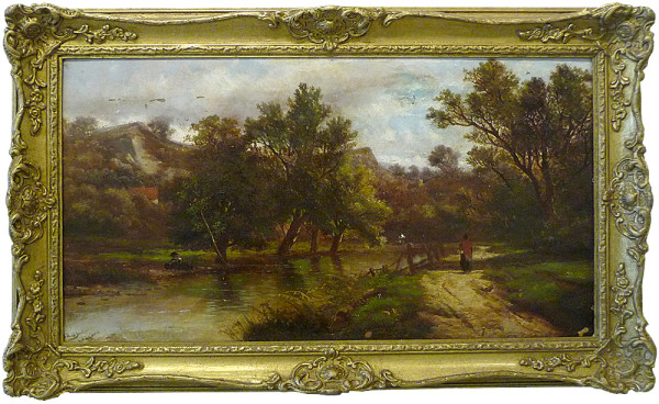 0055 - Rural Road and stream by Abraham Hulk Junior (1851-1922)