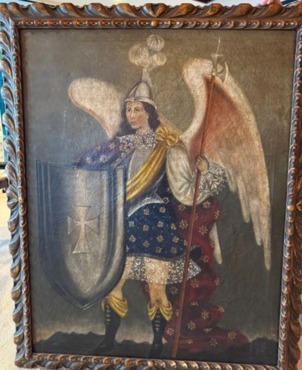 Catholic Cuzco School Angel with Shield by Unknown
