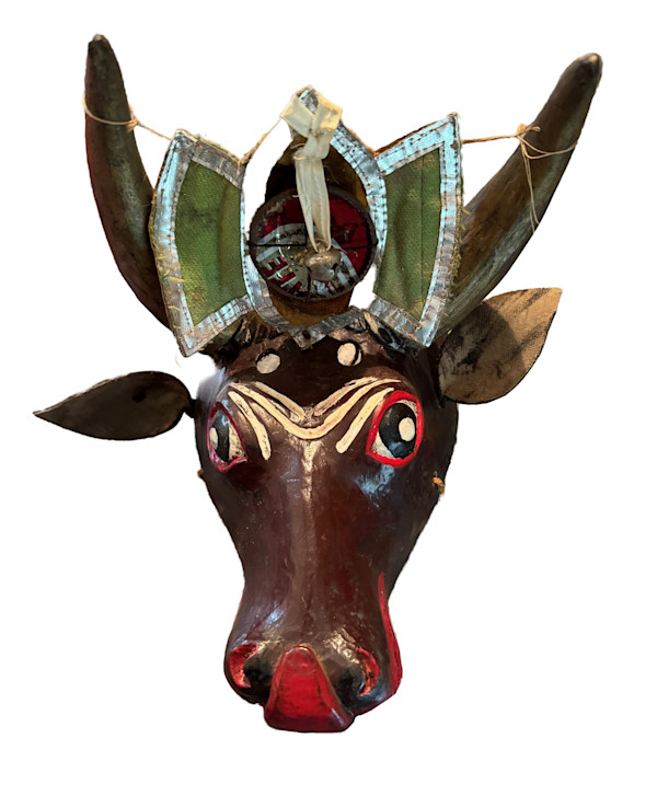 4227 - Antique Mexican Cow Mask by Unknown