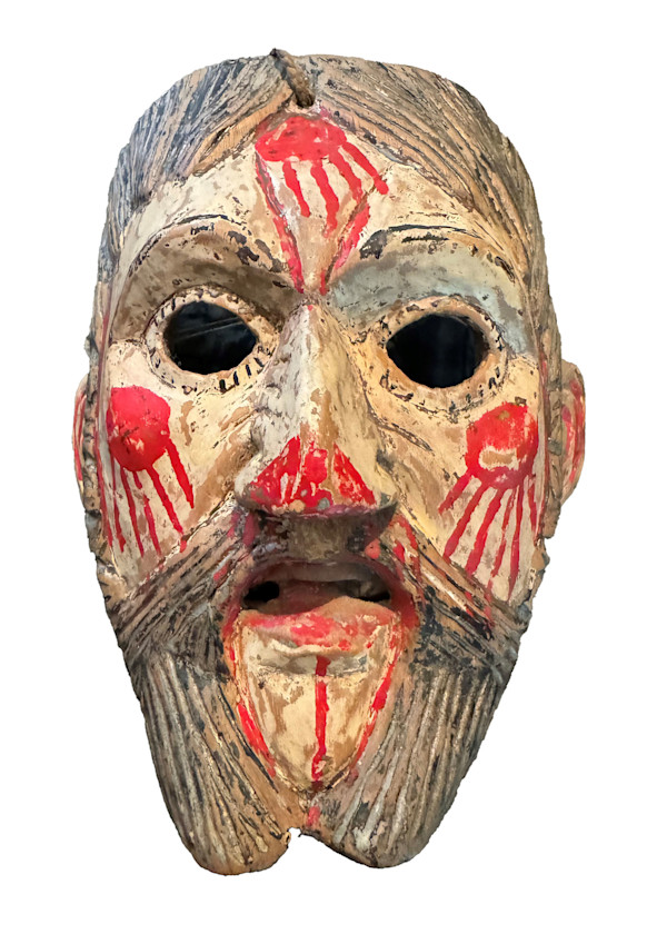 4226 - Antique Black and Red Mexican Mask by Unknown