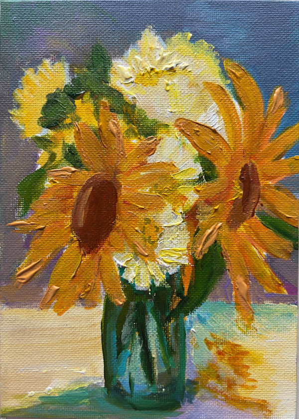 Sunflowers In Mason Jar by Julia Chandler Lawing, Image 2.